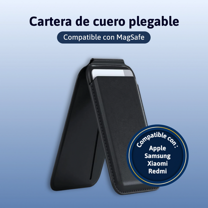 Cartera plegable de piel