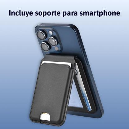 Cartera plegable de piel