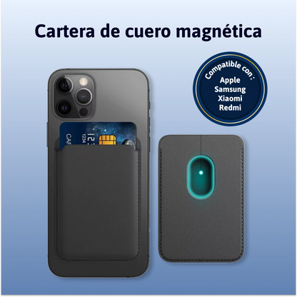 Cartera magnética de piel